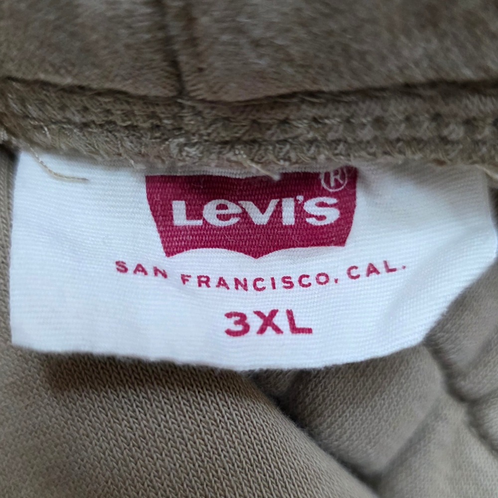 Levis Mens 3XL Khaki Tan Jogger Sweatpants Fleece Elastic Waist Drawstring Pants - Picture 8 of 9
